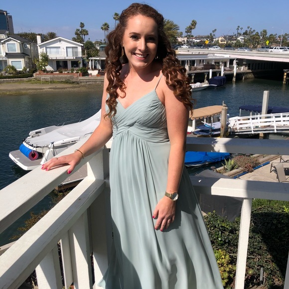 agave bridesmaid dresses Zapaka Women Ruched Chiffon Bridesmaid Dress Mint Green A-Line Wedding  Guest Dress with Slit – ZAPAKA NZ main image 0